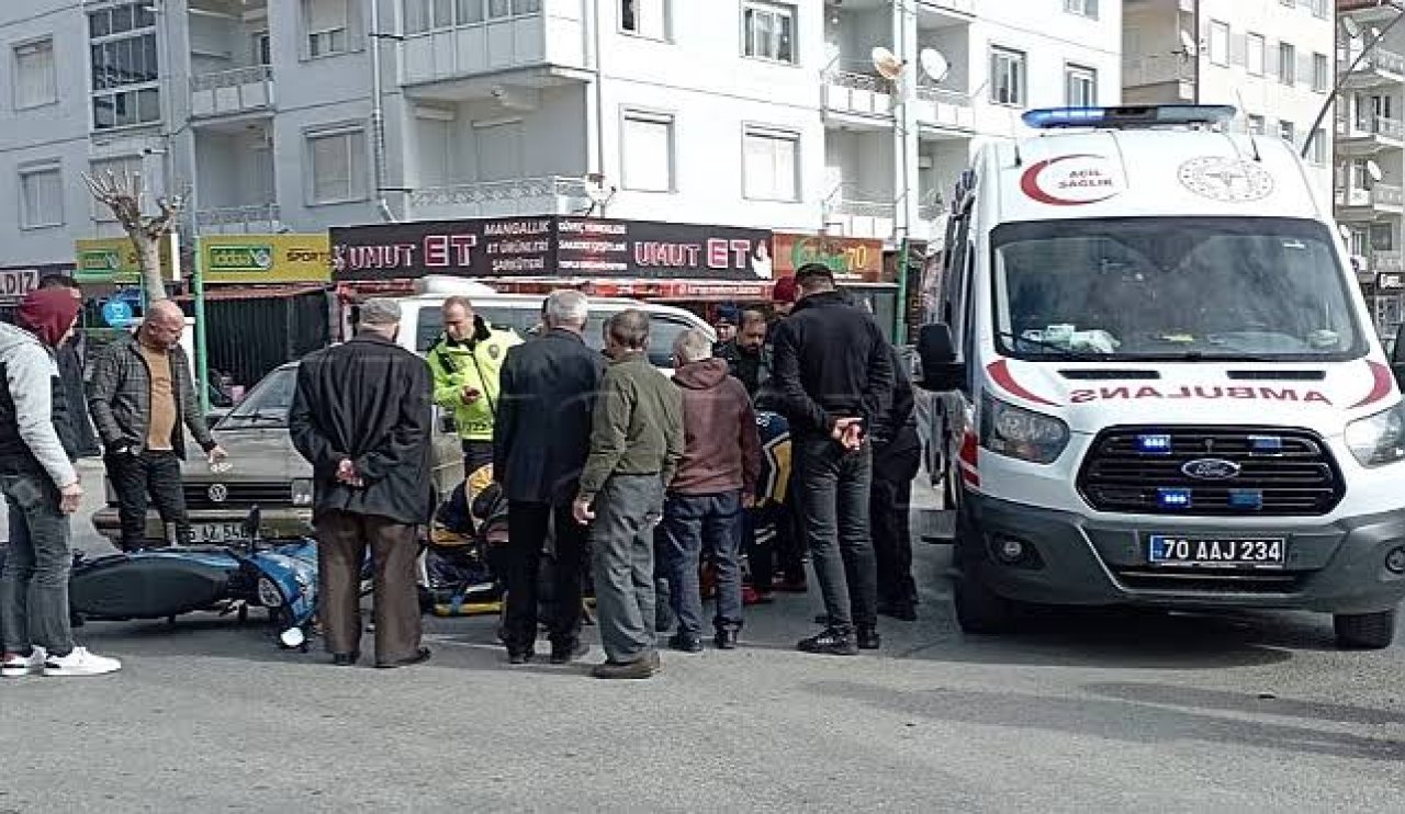 Karaman'da Motosiklet İle Otomobil Çarpıştı, 1 Kişi Yaralandı