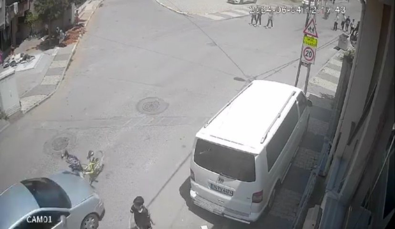 Otomobil sürücüsü bisikletli çocuğa çarptığı anlar kamerada [VİDEO HABER]