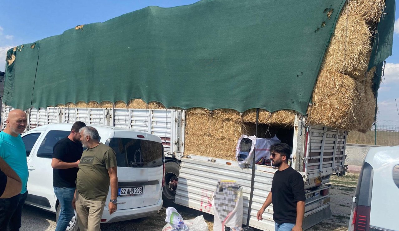 Şüphe üzerine durdurulan saman balyası tırından öyle şeyler çıktı ki...