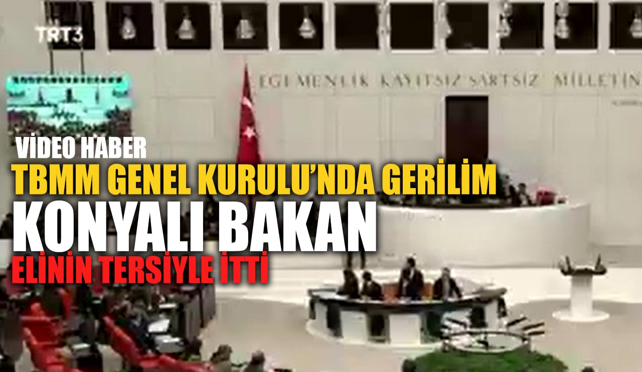 TBMM Genel Kurulu’nda gerilim: Konyalı Bakan elinin tersiyle itti