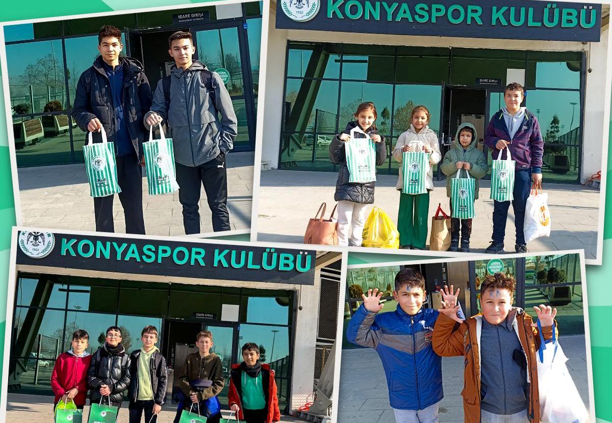 Konyaspor Şivlilik dağıttı! Kulüp binasına gelen çocuklar sevindirildi