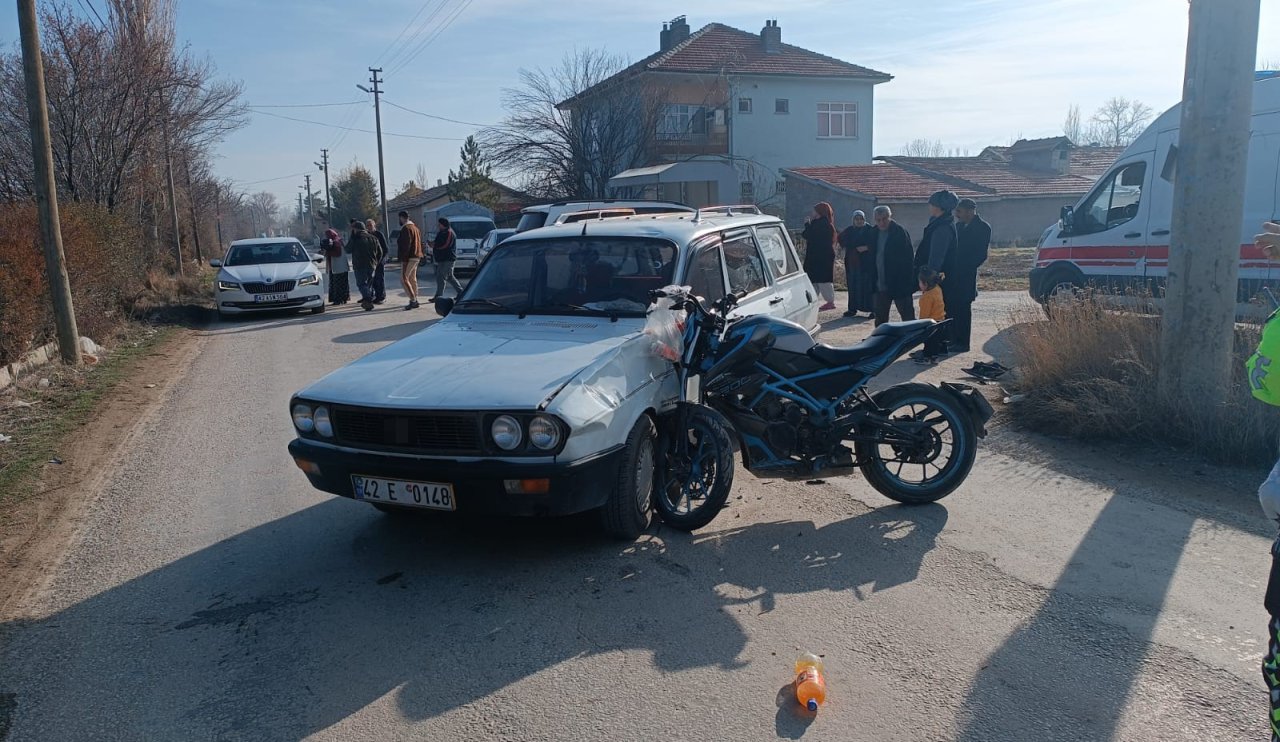 Konya'da motosiklet ve otomobil çarpıştı: 2 yaralı