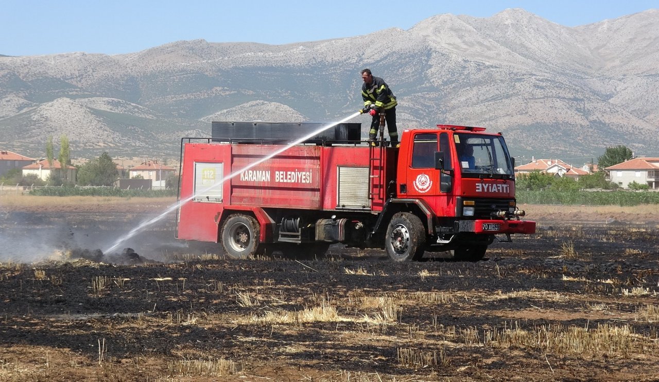 Karaman’da Yangın! Çiftçinin 1 Yıllık Emeği Kül Oldu